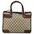 Bolsa de mão GUCCI GG Supreme Web Sherry Line PVC Bege Ouro Vermelho Auth BA6243 Dourado - vista 13