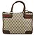 Bolsa de mão GUCCI GG Supreme Web Sherry Line PVC Bege Ouro Vermelho Auth BA6243 Dourado - vista 2
