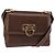 Borsa a Spalla Gancini in Pelle Marrone e Oro Salvatore Ferragamo Auth hk2983 D'oro