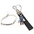 PRADA Charm Métal Cuir 2Set Noir Argent Auth 143381 Argenté