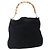Borsa a Spalla Gucci in Pelle Scamosciata Nera e Oro Bamboo 001 1014 1577 Auth ep11269 Nero D'oro