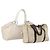 Bulgari Borsa a mano BVLGARI Logo Mania in tela 2 pezzi Beige Marrone Auth bs29563
