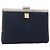 Mini borsa clutch in tela Trotter Christian Dior blu navy e oro Auth mr1614 D'oro