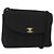 CHANEL Mademoiselle Borsa a Spalla Cotone Nero Oro CC Auth bs31506 D'oro