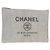 CHANEL Clutch Tasche Canvas Grau CC Auth 148530M Braun