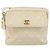 CHANEL Borsa a Spalla Matelassé in Pelle di Agnello Bianco Oro CC Auth 156813 D'oro - vista 2