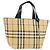 BURBERRY Nova Check Handtasche aus PVC Beige Silber Auth BA8235