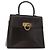 Borsa a mano Gancini in pelle nera e oro Auth 153902 di Salvatore Ferragamo Nero D'oro