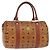 Borsa Boston MCM Logogram Vicetos in pelle PVC marrone e oro Auth gh902 D'oro