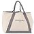 BALENCIAGA Navy Cabas M Hand Bag Canvas Leather White Silver 339936 Auth 152050 Silvery
