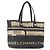 CHANEL Borsa Tote Central Station PVC Tela Nera Argento CC Auth 152594 Nero