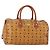 Borsa Boston MCM Logogram Vicetos in pelle PVC marrone e oro Auth 154457 D'oro