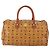 Borsa Boston MCM Logogram Vicetos in pelle PVC marrone e oro Auth 154457 D'oro - vista 2
