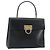 Borsa a mano Gancini in pelle nera e oro Salvatore Ferragamo Auth 155657 Nero D'oro