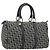 Borsa Boston Mini in Tela Trotter Christian Dior Nera Argento Auth 152631 Nero