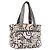 CHANEL Tote Bag Canvas Leather Beige Silver CC Auth 155092 Silvery