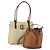 Borsa a Spalla in Pelle e Tela Burberry 2 Pezzi Beige Marrone Auth bs31058