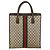 Borsa tote Gucci GG Supreme Web Sherry Line in PVC beige e oro 010 378 Auth 154418 D'oro - vista 2