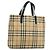 Burberry Borsa Tote Nova Check in PVC Beige Argento Auth BA8674