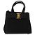 Salvatore Ferragamo Vala Hand Bag Suede 2way Black Gold Auth 156942 Golden