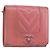 CHANEL V Stitch COCO Mark Cartera Trifold de Piel de Cordero Rosa Plata CC Auth 146750