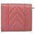 CHANEL V Stitch COCO Mark Cartera Trifold de Piel de Cordero Rosa Plata CC Auth 146750 - vista 2