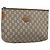 GUCCI GG Plus Supreme Clutch Bag PVC Beige Gold Auth bs30744 Golden