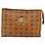 MCM Logogram Vicetos Clutch Bag in PVC Pelle Marrone Oro Auth BA7355 D'oro - vista 13