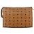 MCM Logogram Vicetos Clutch Bag in PVC Pelle Marrone Oro Auth BA7355 D'oro - vista 2