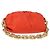 Autre Marque Borsa a spalla con catena in pelle arancione oro Auth 146565SAV D'oro