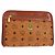 MCM Logogram Vicetos Bolso Clutch de PVC Cuero Marrón Dorado Auth am9844V