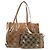 Bolso Tote Gancini de Vinilo Marrón Plata de Salvatore Ferragamo Auth bs29993