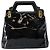 Bolsa Gancini de esmalte 2 em 1 preta e dourada Auth 147151 da Salvatore Ferragamo Preto Dourado - vista 2