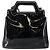 Bolsa Gancini de esmalte 2 em 1 preta e dourada Auth 147151 da Salvatore Ferragamo Preto Dourado - vista 3