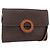 Céline CELINE Macadam Canvas Circle Shoulder Bag PVC Leather Brown Gold Auth 153465 Golden