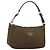 PRADA Schultertasche Nylon Khaki Silber Authentisch 145010
