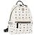 MCM Vicetos Logogram Backpack PVC Leather White Silver Auth kk581 Silvery