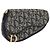 Christian Dior Trotter Canvas Satteltasche Navy Gold Auth 157216 Golden Marineblau