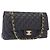 CHANEL Matelassé 25 Borsa a Doppio Faldone in Pelle Caviar Blu Navy Oro CC Auth 158359SM
