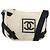 Borsa a Spalla CHANEL Sports COCO Mark in Tela Beige Argento CC Auth ar13844