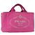 PRADA Borsa a Mano Canapa PM in Tela Rosa Oro Auth ka913 D'oro