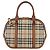 Bolsa de mão Nova Check em PVC da BURBERRY 2 vias Bege Ouro Auth fm4955 Dourado - vista 2