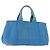 PRADA Borsa Canapa GM in tela blu oro Auth am9265 D'oro