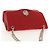 CHANEL V Stitch Flap Borsa a Spalla con Catena Cotone Rosso Argento CC Auth bs29952V - vista 6