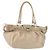 Borsa Tote Gancini Marissa in pelle beige e argento di Salvatore Ferragamo Auth bs30081