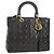 Borsa Lady Dior Canage Christian Dior in pelle di agnello 2 in 1 nera oro Auth 148689V Nero D'oro