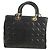 Borsa Lady Dior Canage Christian Dior in pelle di agnello 2 in 1 nera oro Auth 148689V Nero D'oro - vista 3