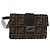 Borsa a Spalla FENDI Baguette in Tela Zucca Nera Marrone Argento Auth 146069M Nero