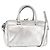 SAINT LAURENT Bolsa Mini Boston Baby Duffel em Couro Prata Auth bs29986