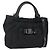 Borsa a mano Salvatore Ferragamo in nylon smaltato 2 in 1 nera Auth BA8225